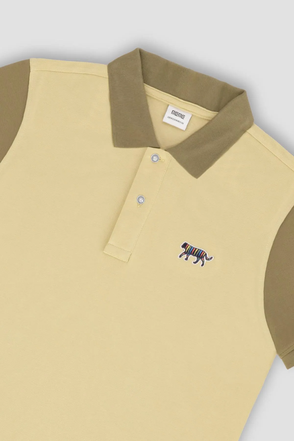 Contrast Polo T-Shirt For Men - Olive