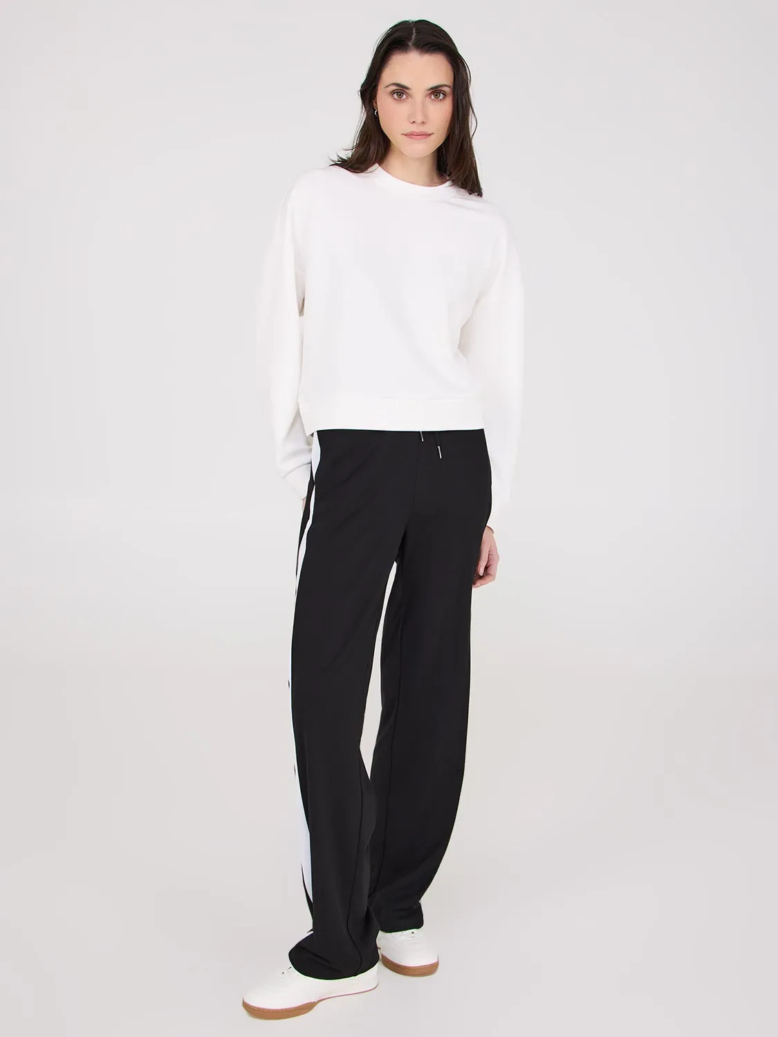 Contrast Side Band Wide-Leg Pants