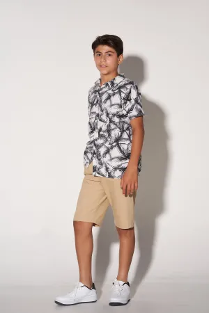 Conversational Button Down Shirt For Boy - Black