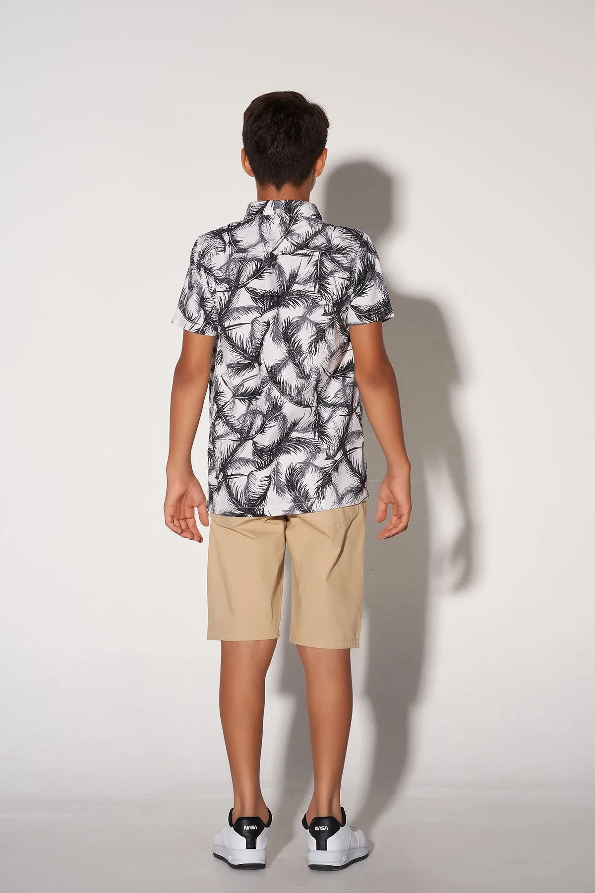 Conversational Button Down Shirt For Boy - Black