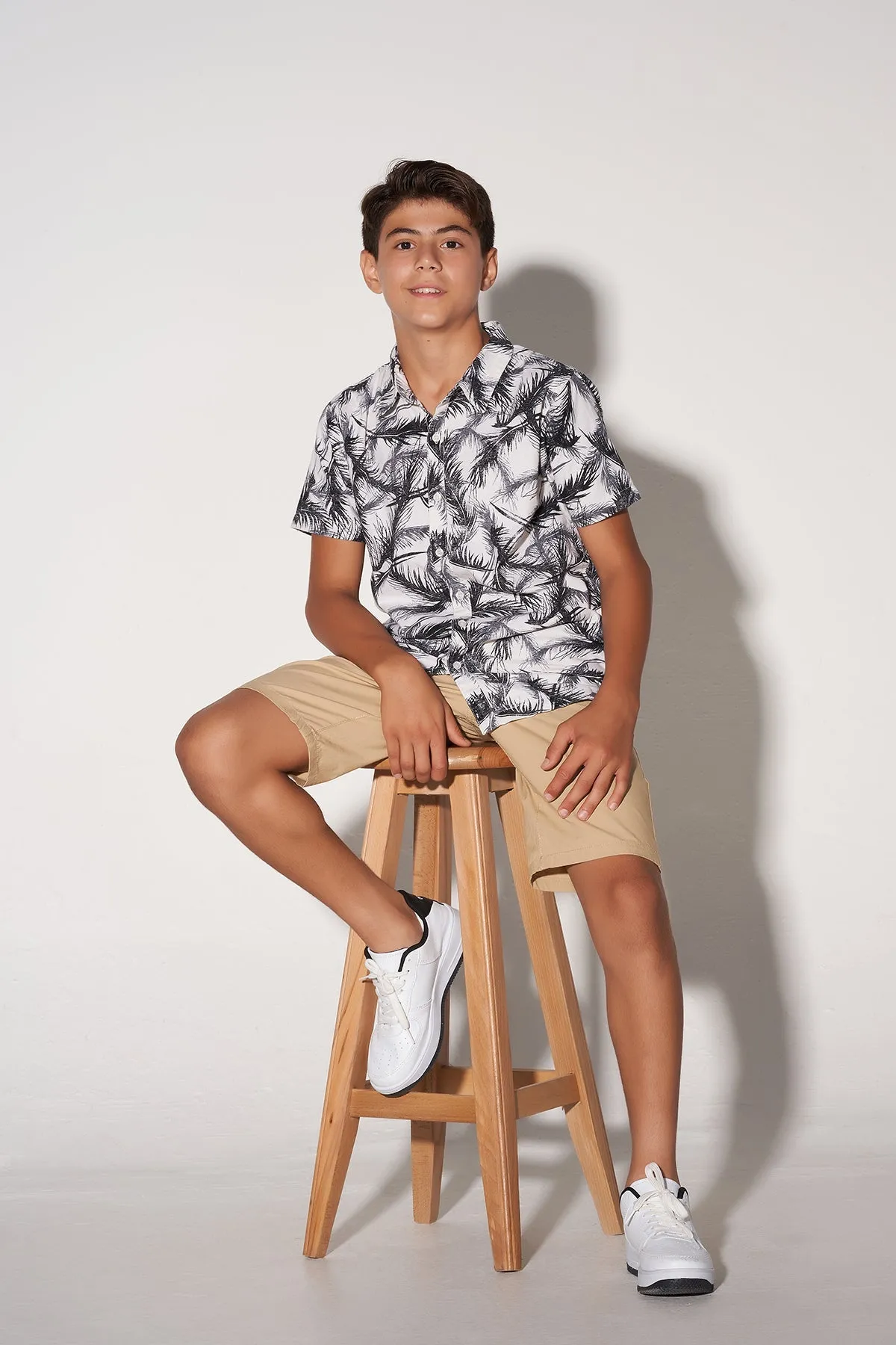 Conversational Button Down Shirt For Boy - Black