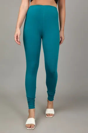 COTTON CHURIDAR LEGGINGS - PEACOCK