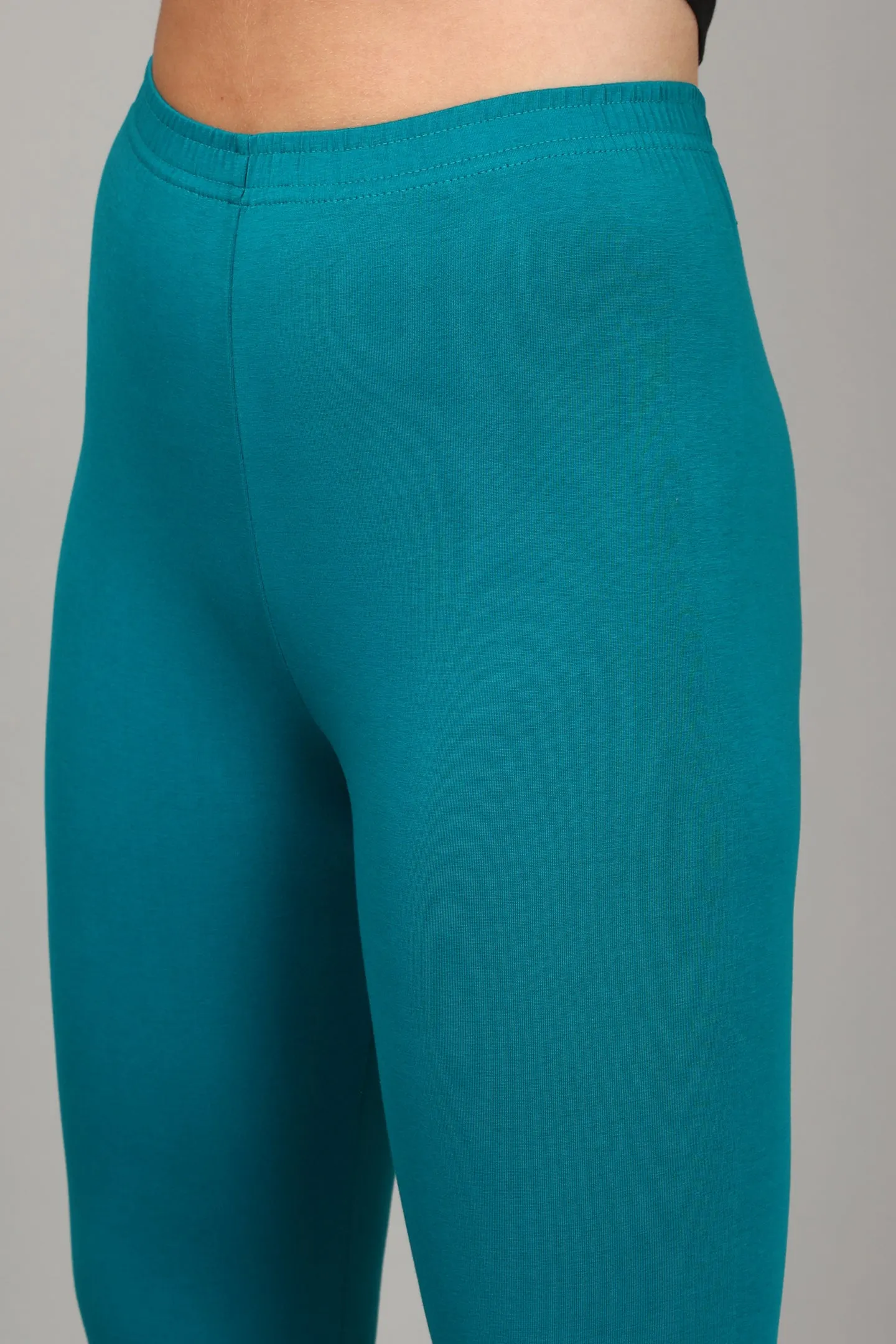 COTTON CHURIDAR LEGGINGS - PEACOCK