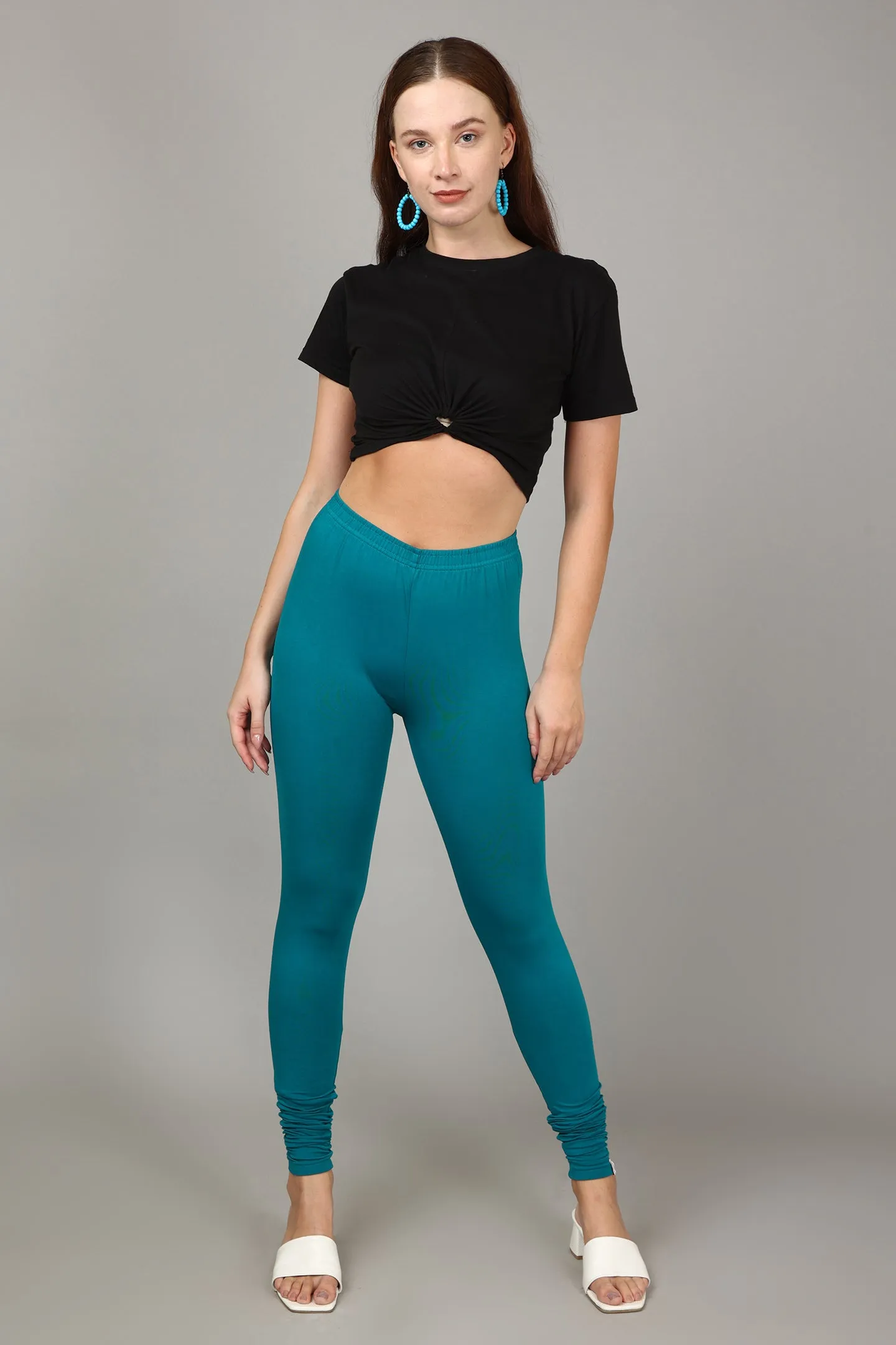 COTTON CHURIDAR LEGGINGS - PEACOCK