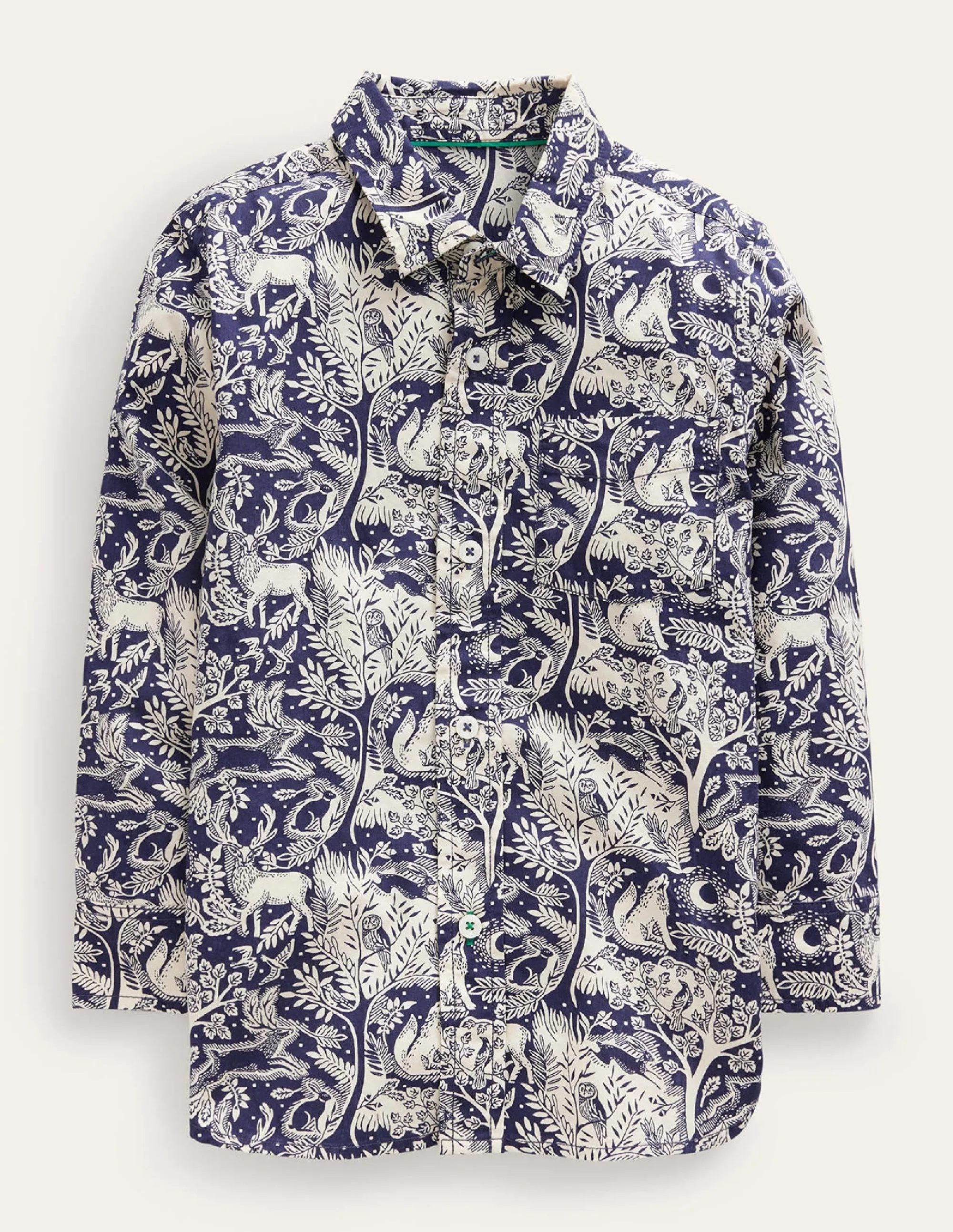 Cotton Shirt-College Navy Magical Forest