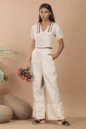 Cream Linen Peterpan Co-ord Set
