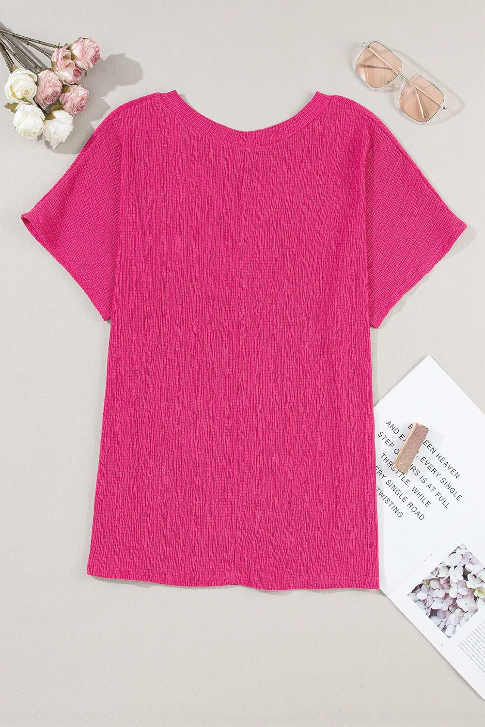 Crinkled V Neck Tee