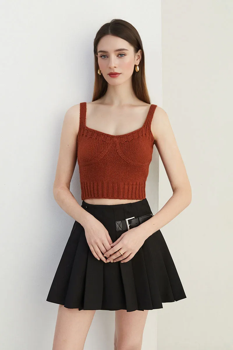 Cropped Rib-Knit Sweater Tank Top