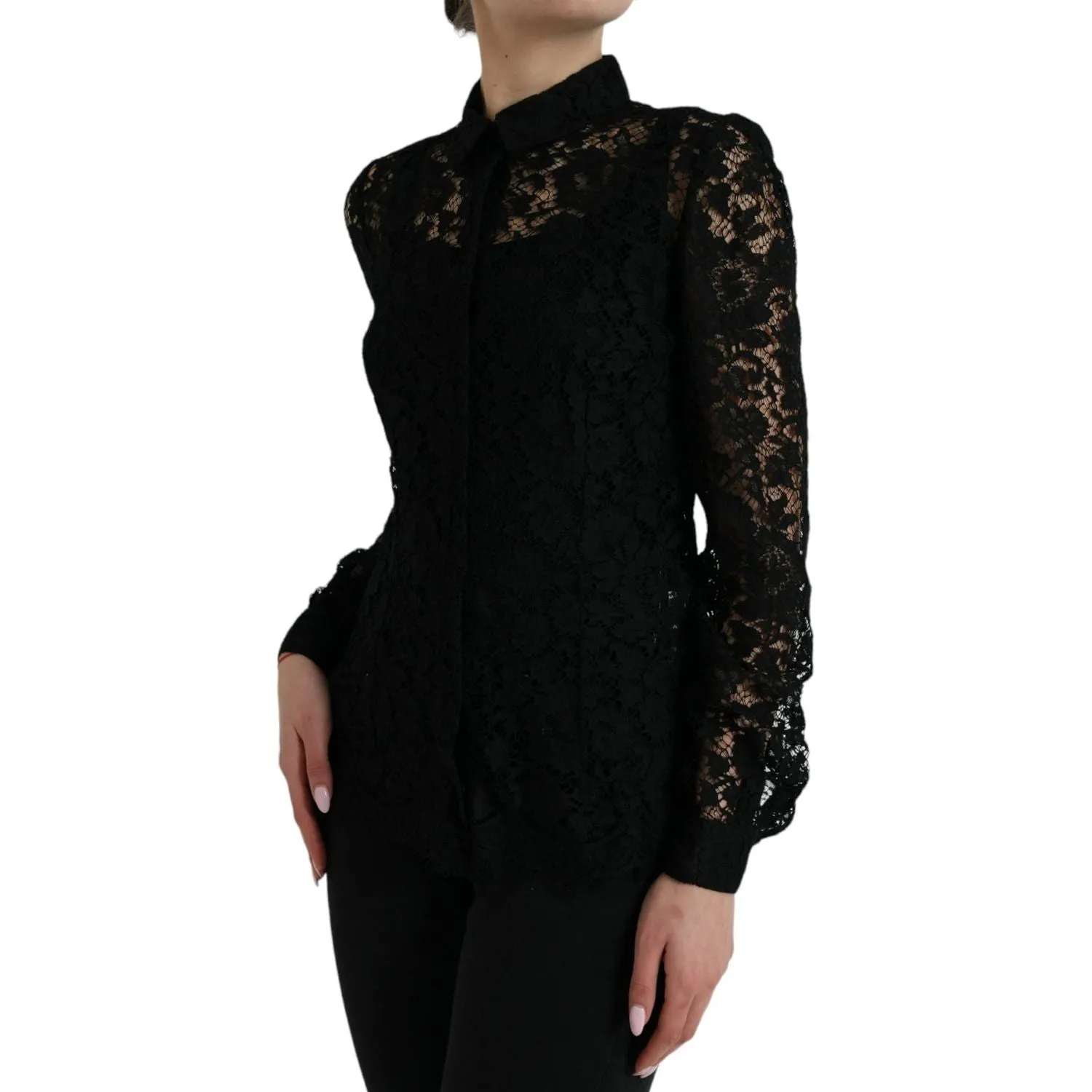 Dolce & Gabbana Elegant Floral Lace Blouse Top