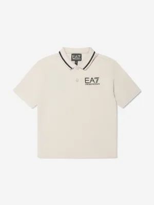 EA7 Emporio Armani Boys Logo Polo Shirt in Beige