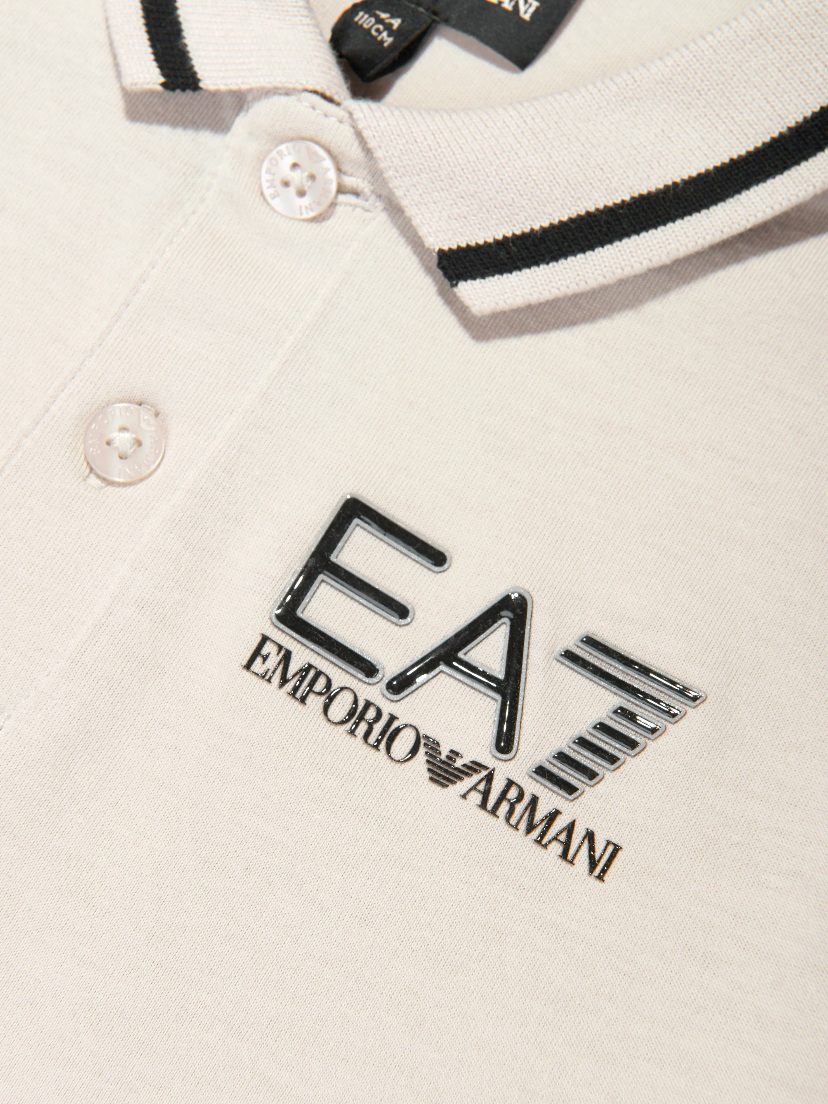EA7 Emporio Armani Boys Logo Polo Shirt in Beige