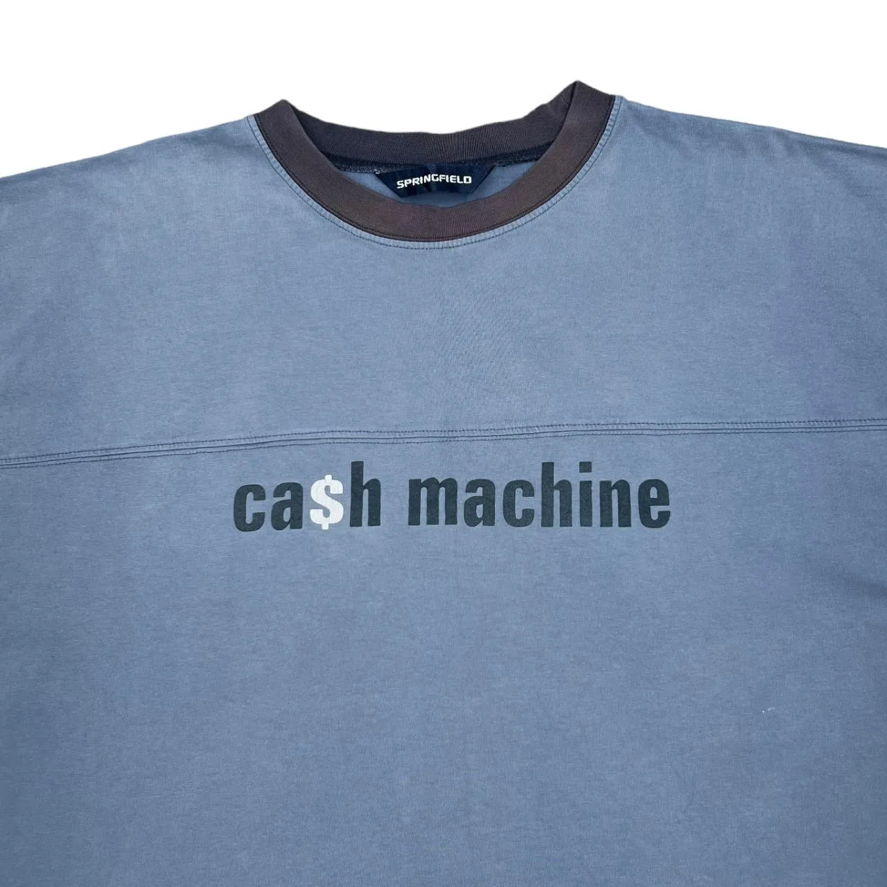 Early 00's Springfield CASH MACHINE Novelty Spellout Graphic Ringer T-Shirt