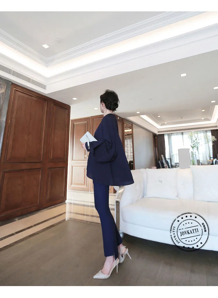 Elegant Chiffon Oversized Round Neck Blouse Shirt