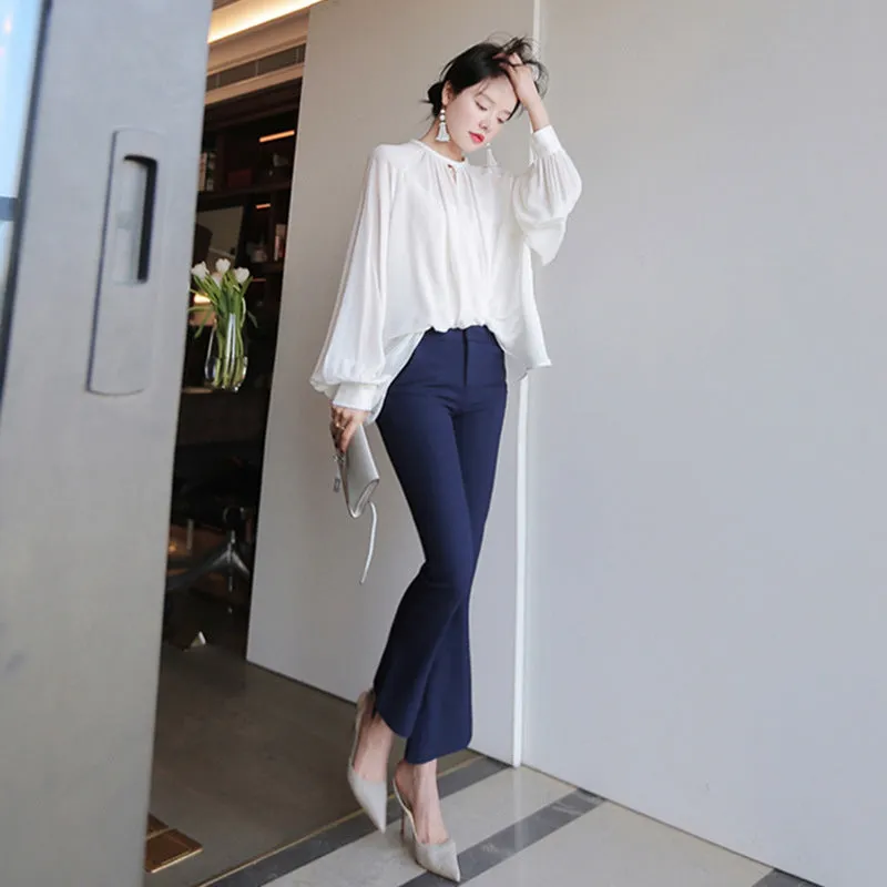 Elegant Chiffon Oversized Round Neck Blouse Shirt