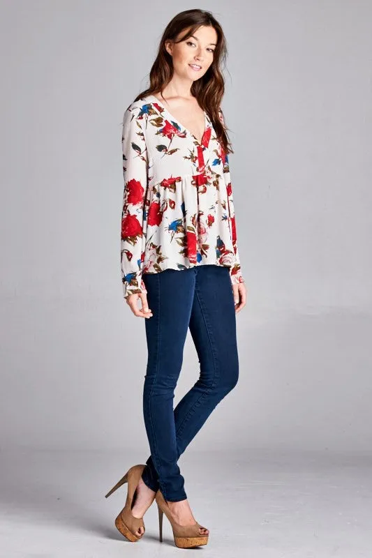 Elegant Floral Rose Blouse