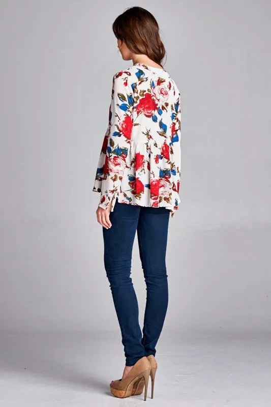 Elegant Floral Rose Blouse
