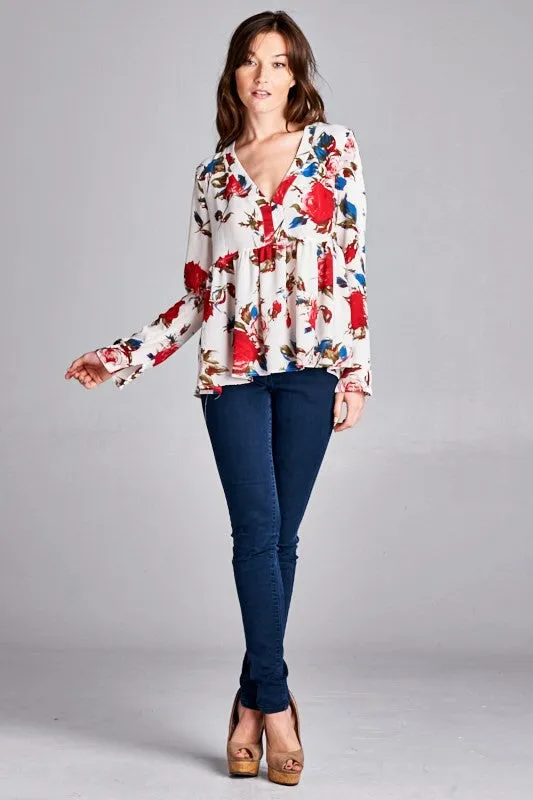 Elegant Floral Rose Blouse