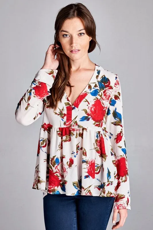 Elegant Floral Rose Blouse