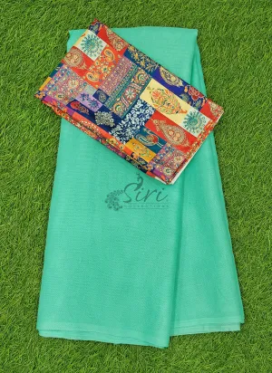 Elegant Linen Saree with Printed Blouse