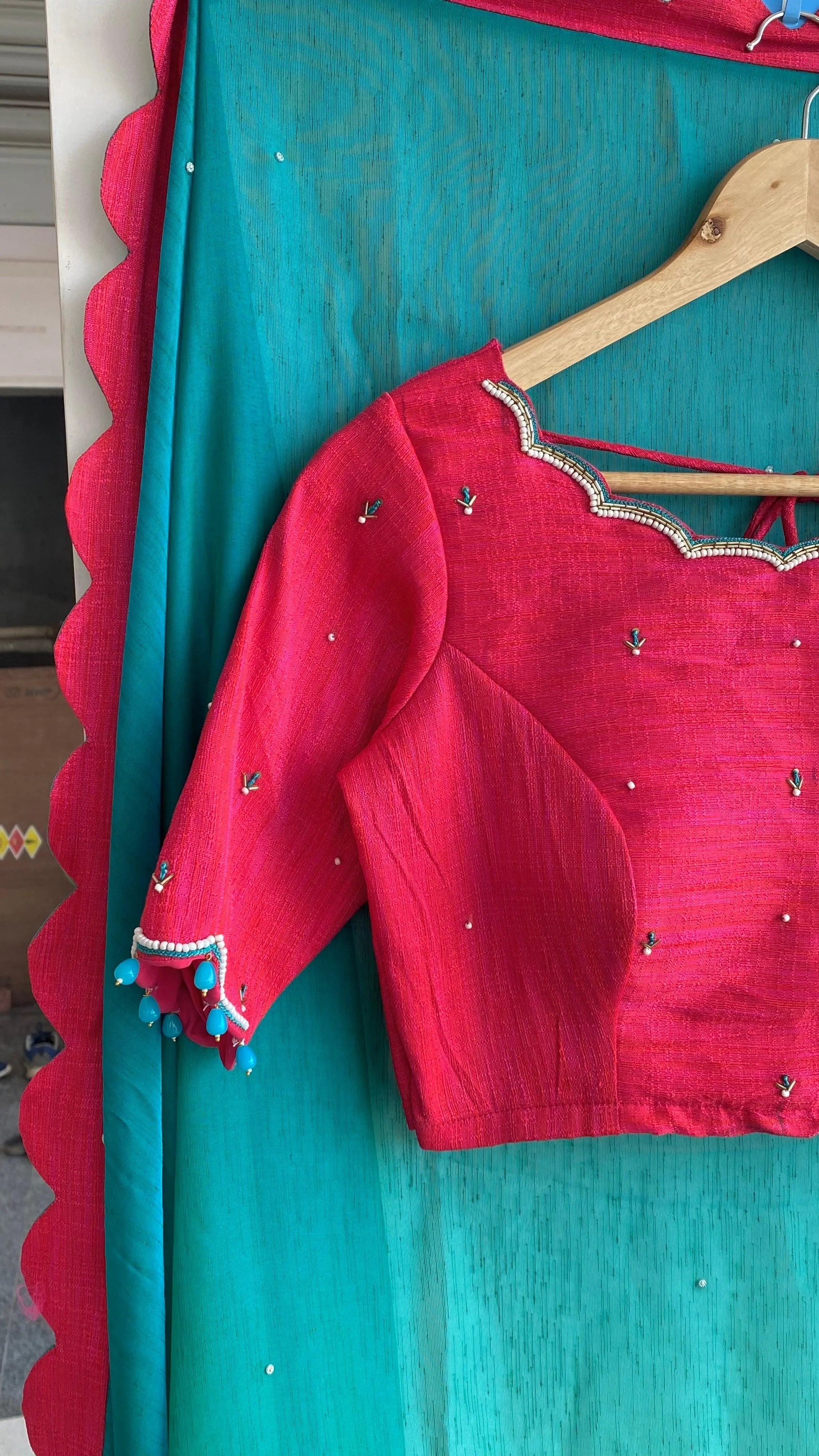 Elegant pink Handworked designer blouse