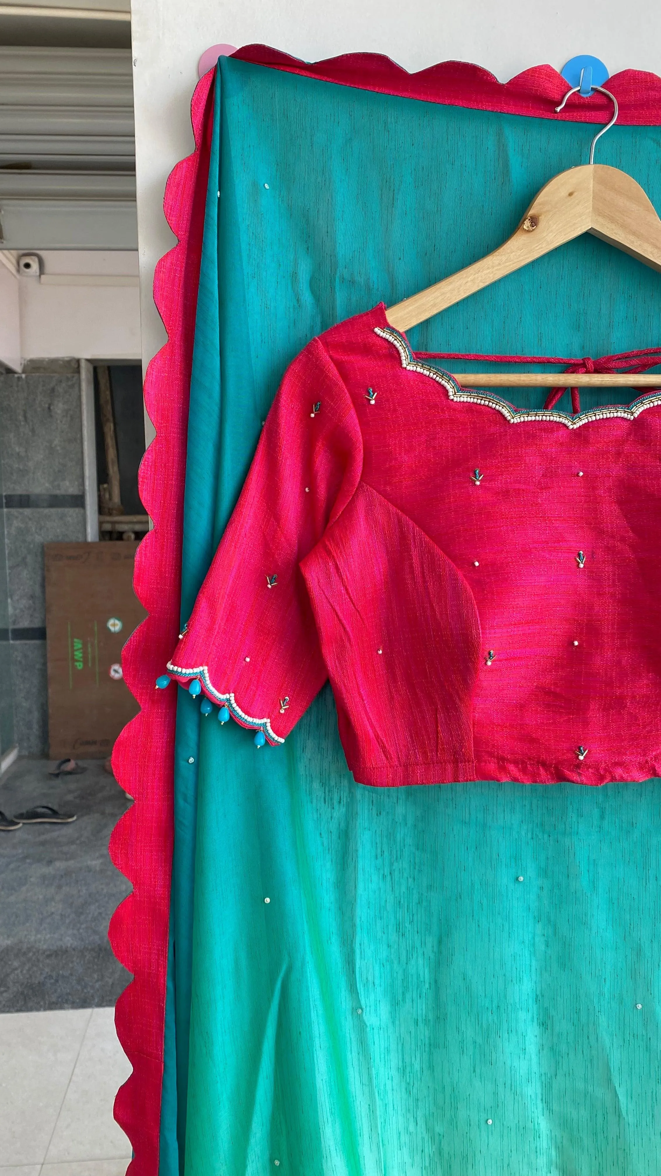 Elegant pink Handworked designer blouse