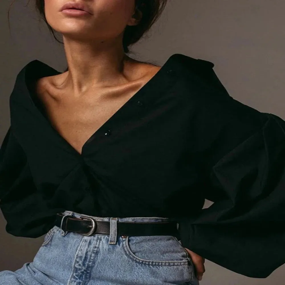 Elegant Sexy Vintage Blouse Turn Down Collar