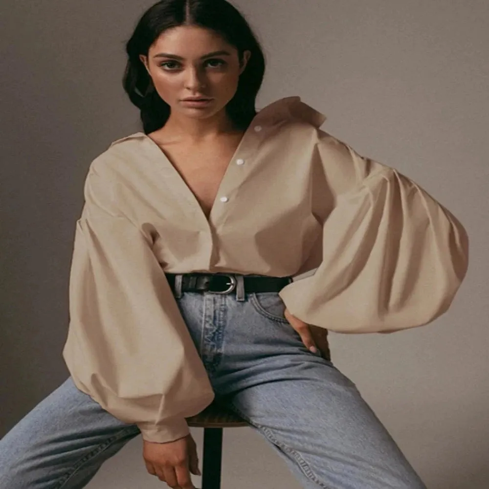 Elegant Sexy Vintage Blouse Turn Down Collar