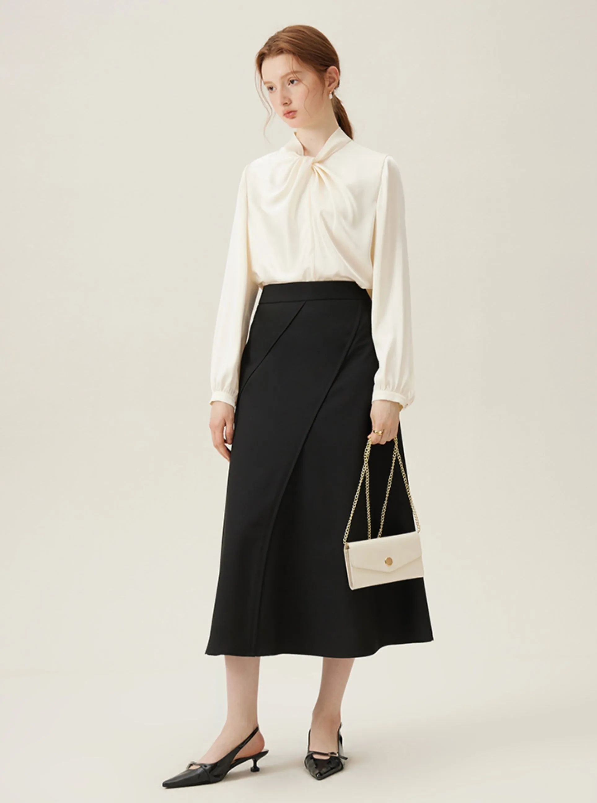 Elegant Tie-Neck Long Sleeve Blouse