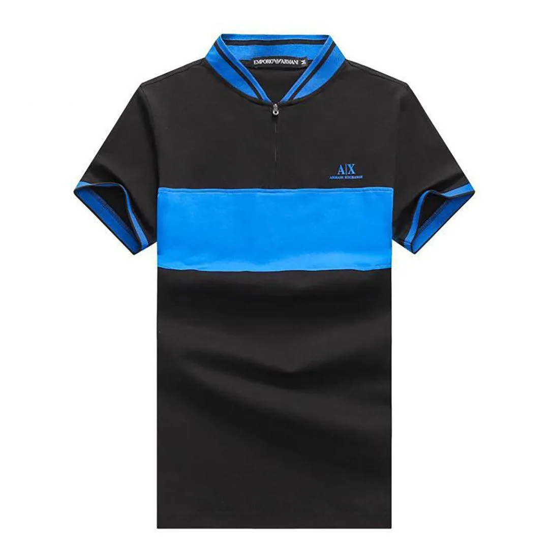 EMP Exquisite Zip up Black With Blue Design Cotton Polo