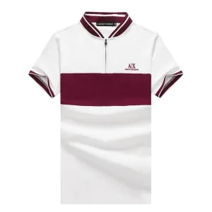 EMP Exquisite Zip up White With Red Design Cotton Polo
