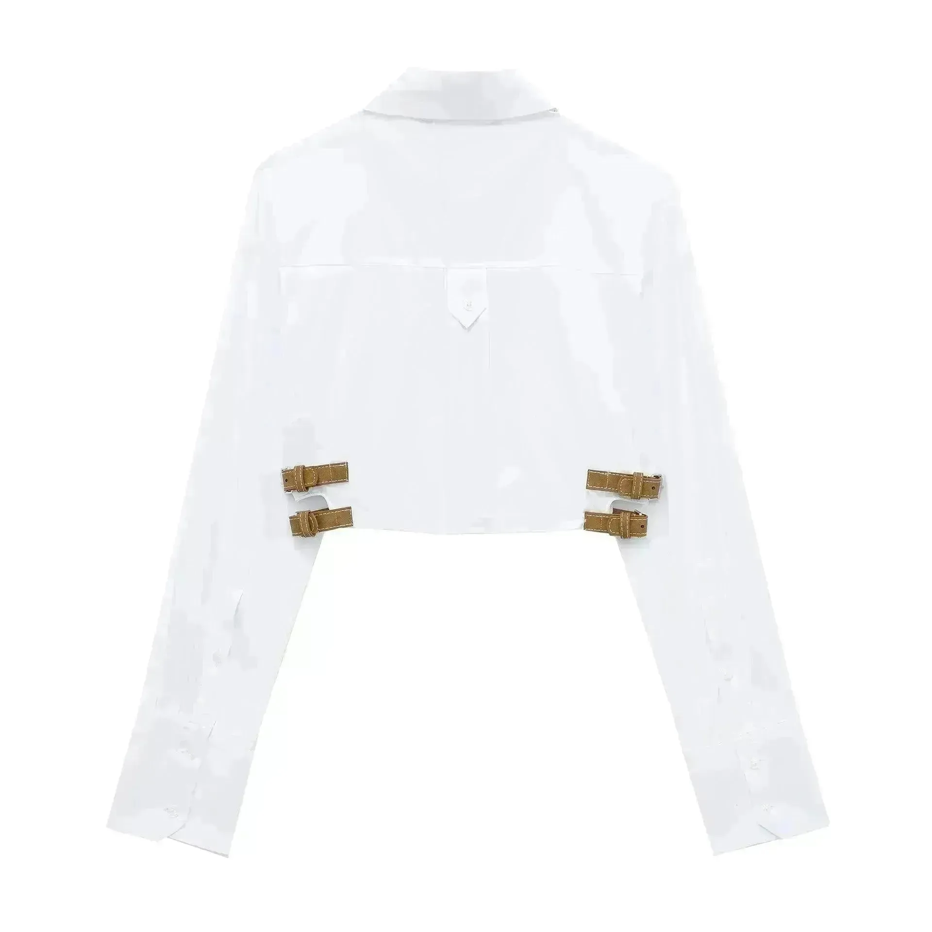 European And American Style Waistband Lapel Windbreaker Short Crop Tank Shirt