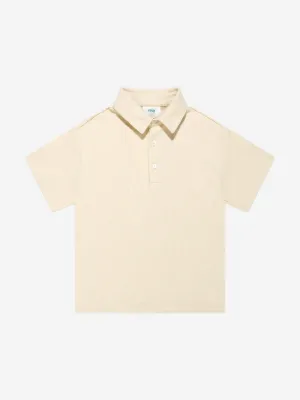 Fendi Boys FF Logo Polo Shirt in White