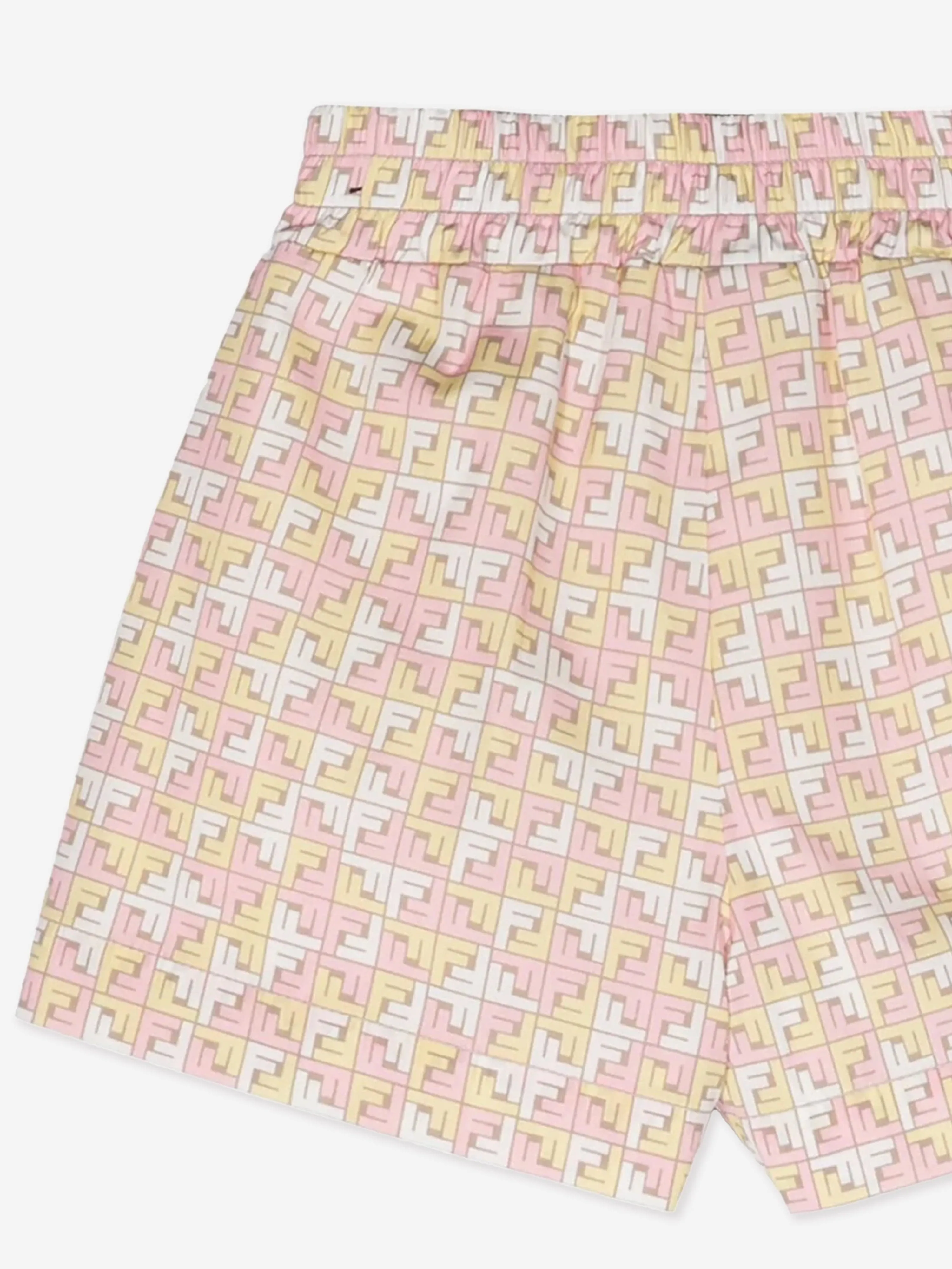 Fendi Girls Micro Logo Shorts in Beige