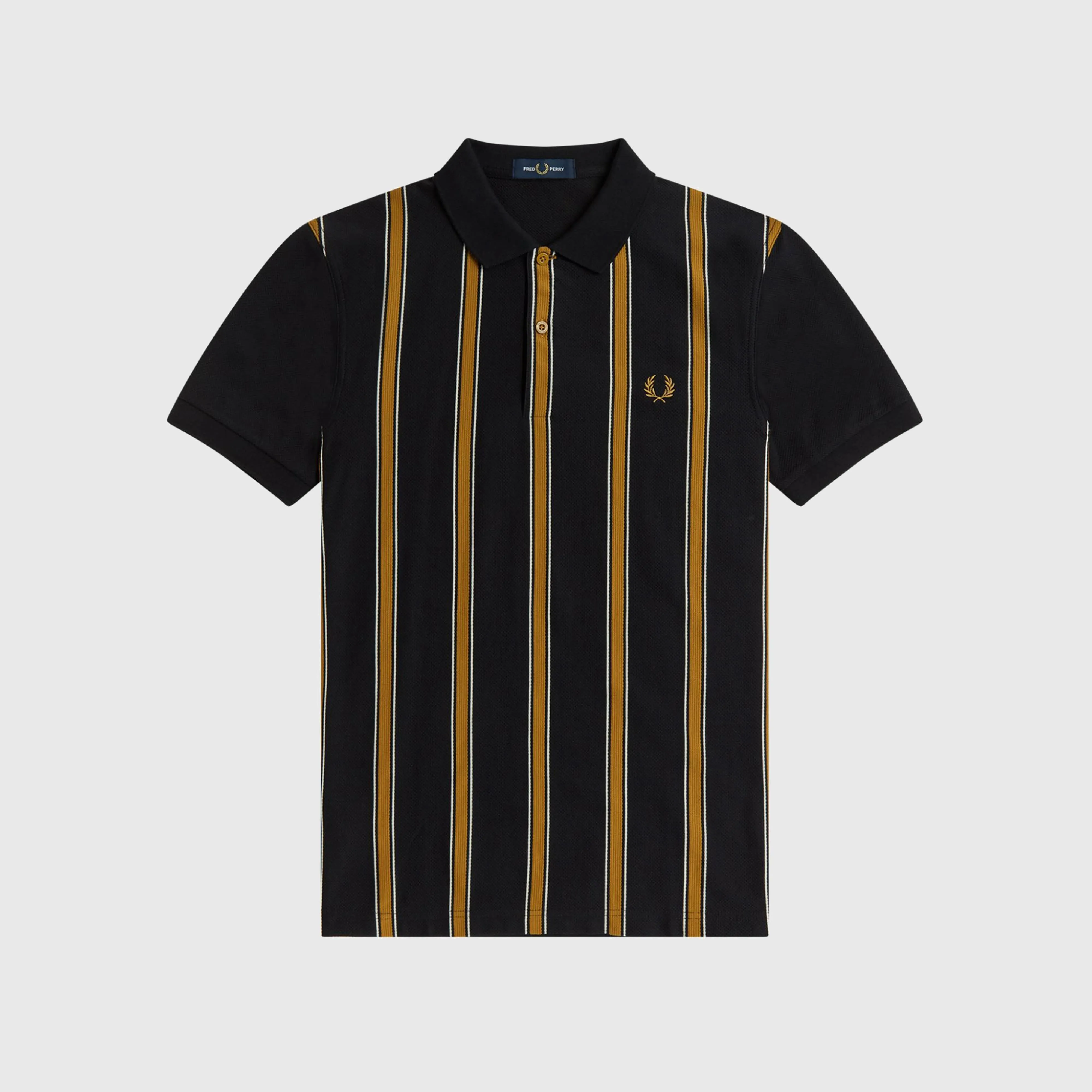 Fred Perry Textured Stripe Polo Shirt - Black