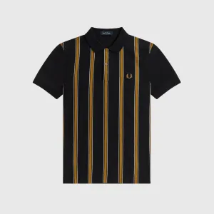 Fred Perry Textured Stripe Polo Shirt - Black