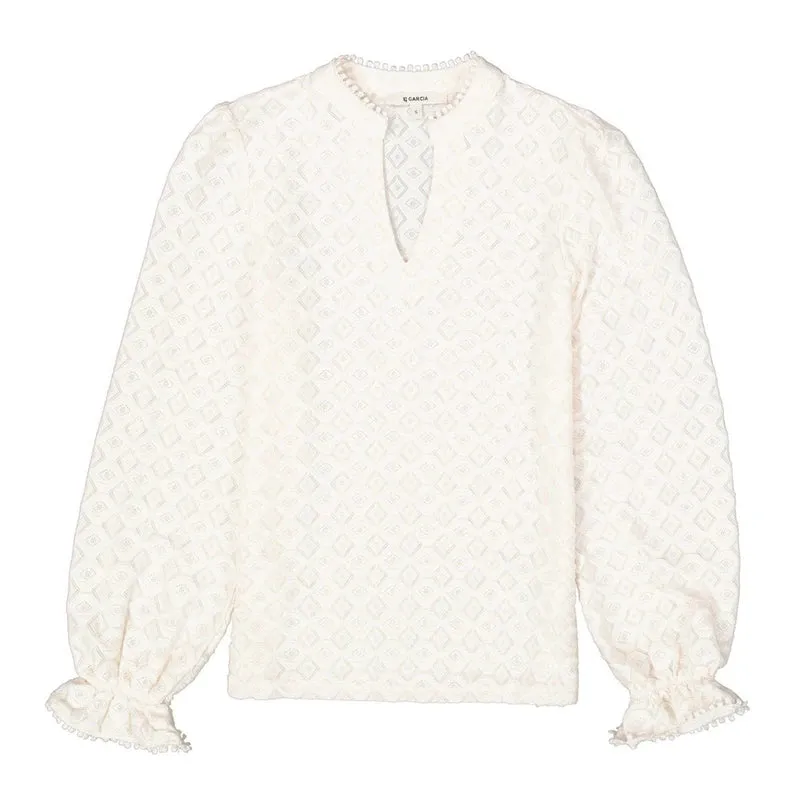 Garcia Ecru Cut Out Pattern Blouse
