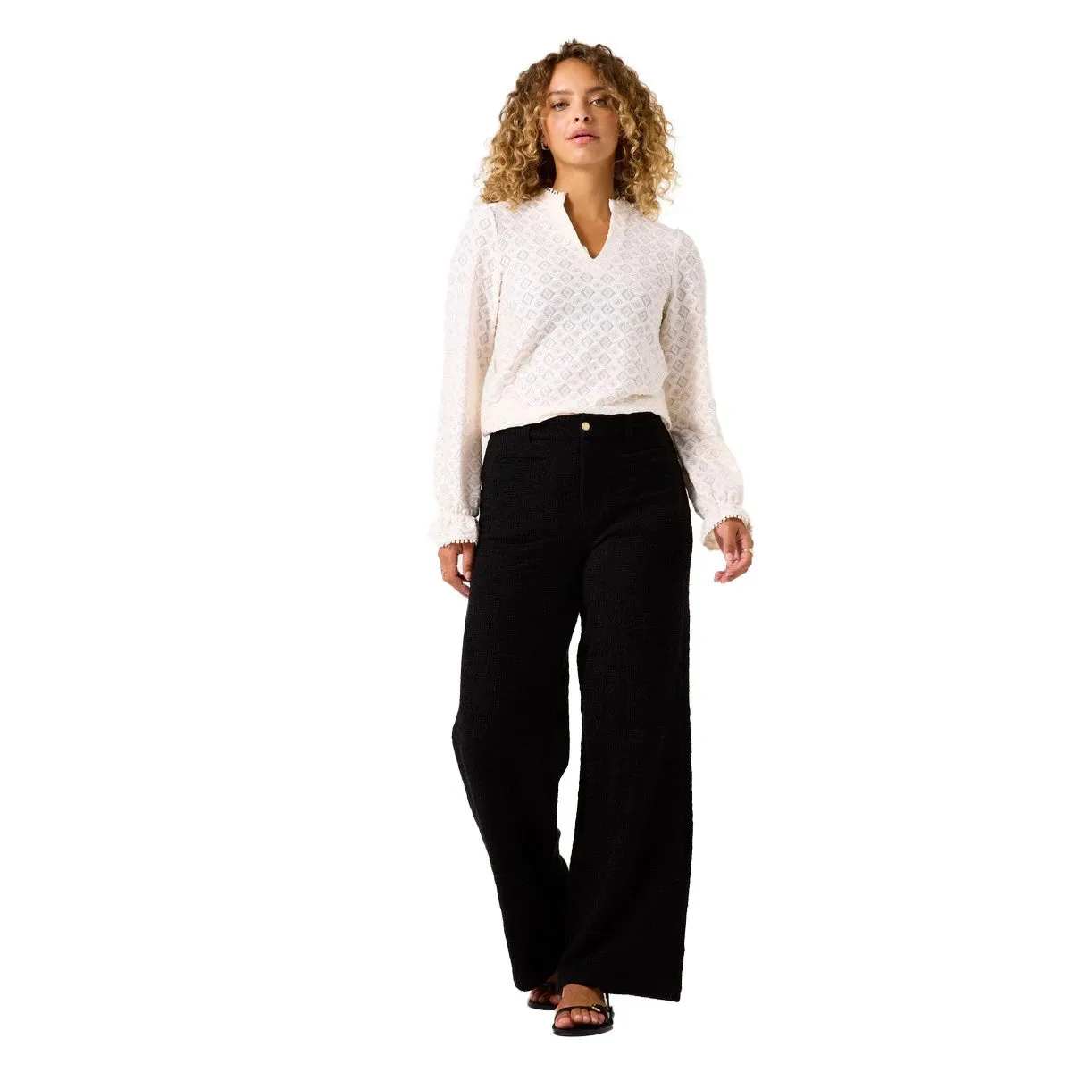 Garcia Ecru Cut Out Pattern Blouse