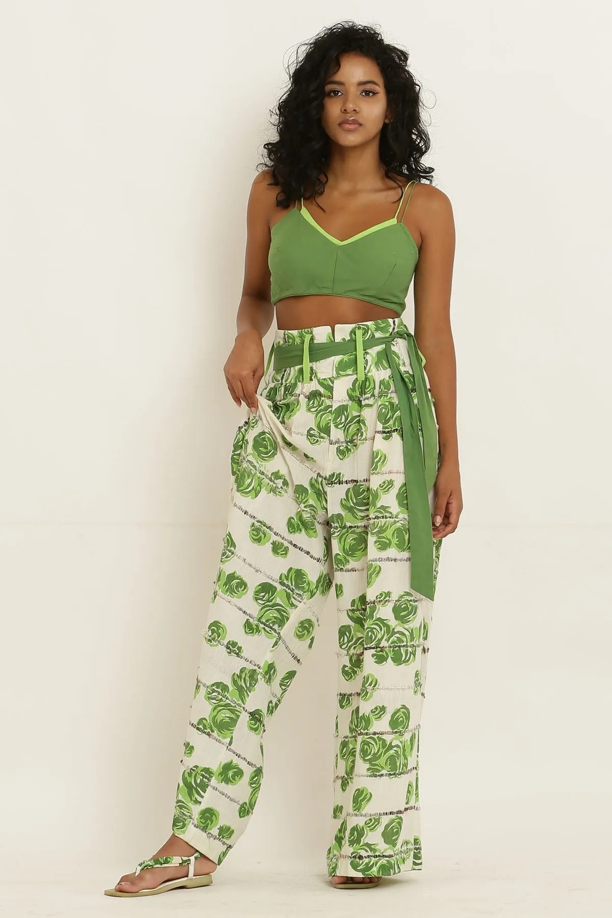 Green Bralette & Printed Pants