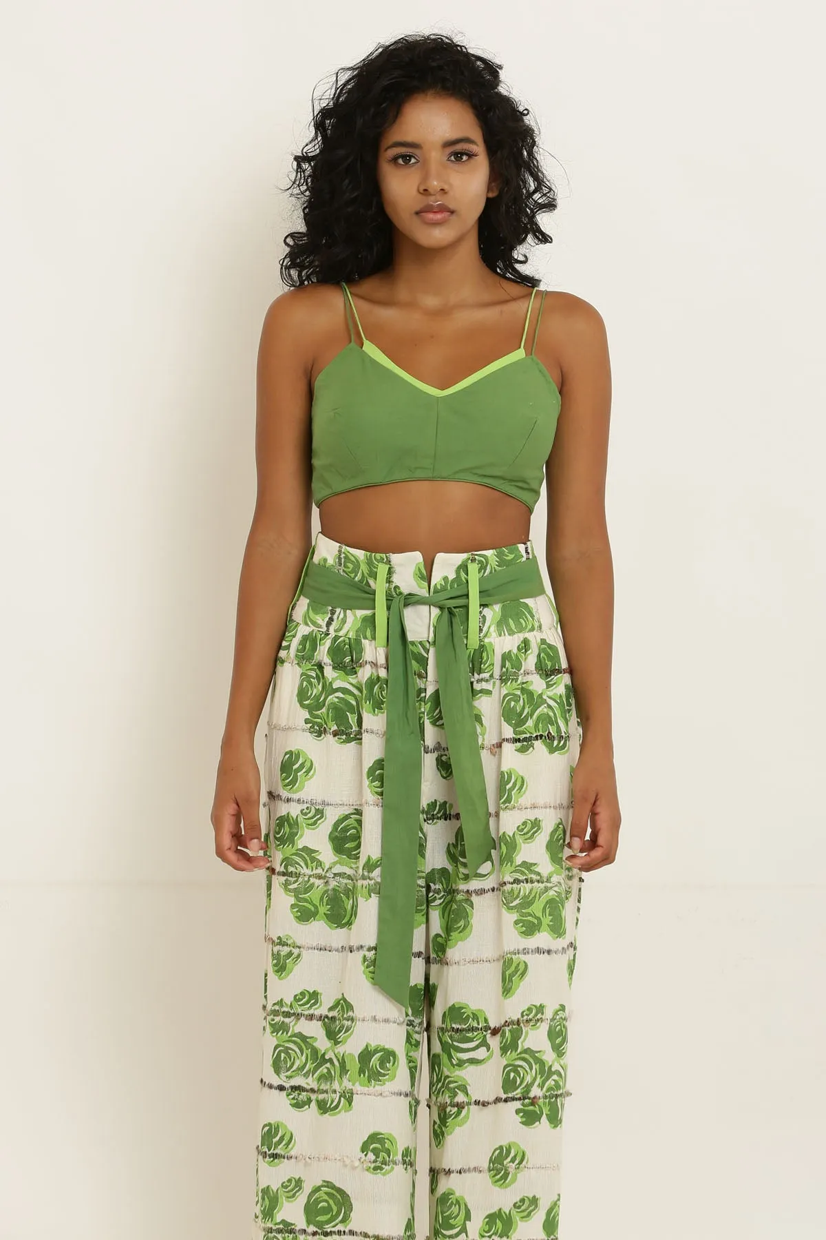 Green Bralette & Printed Pants