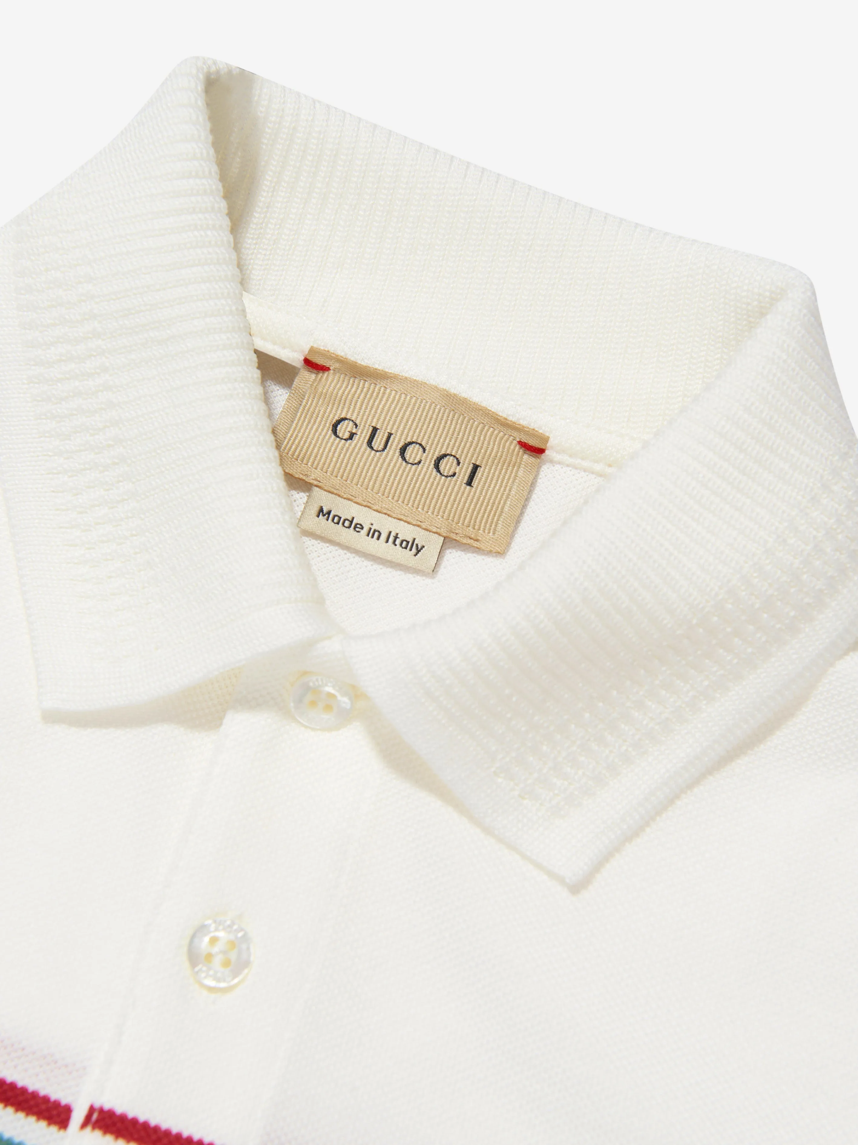 Gucci Boys Striped Logo Print Polo Shirt