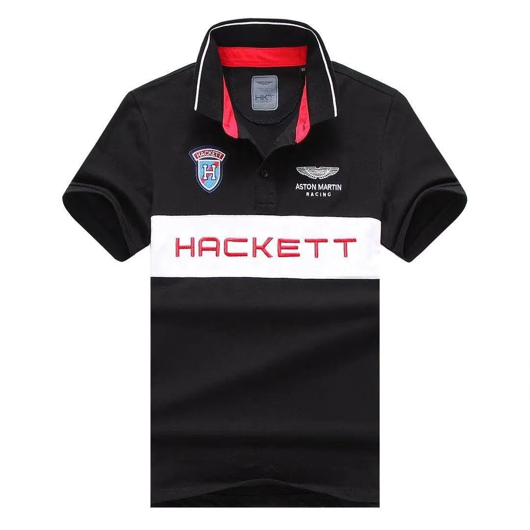 Hackett Aston Martin Racing Men's Premium Cotton Polo Shirt- Black