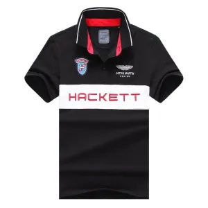 Hackett Aston Martin Racing Men's Premium Cotton Polo Shirt- Black