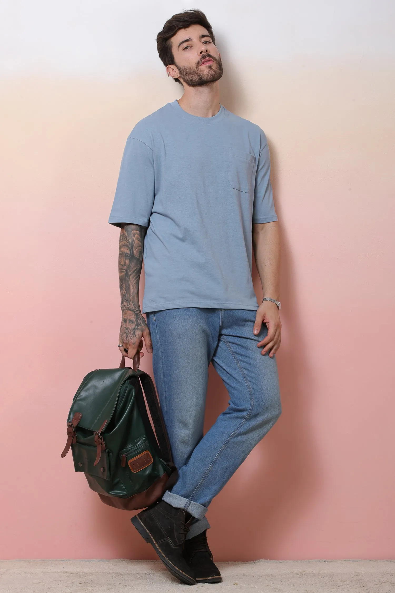 Halfsleeve Light Grey 200 GSM Pure Cotton Plian T-Shirt