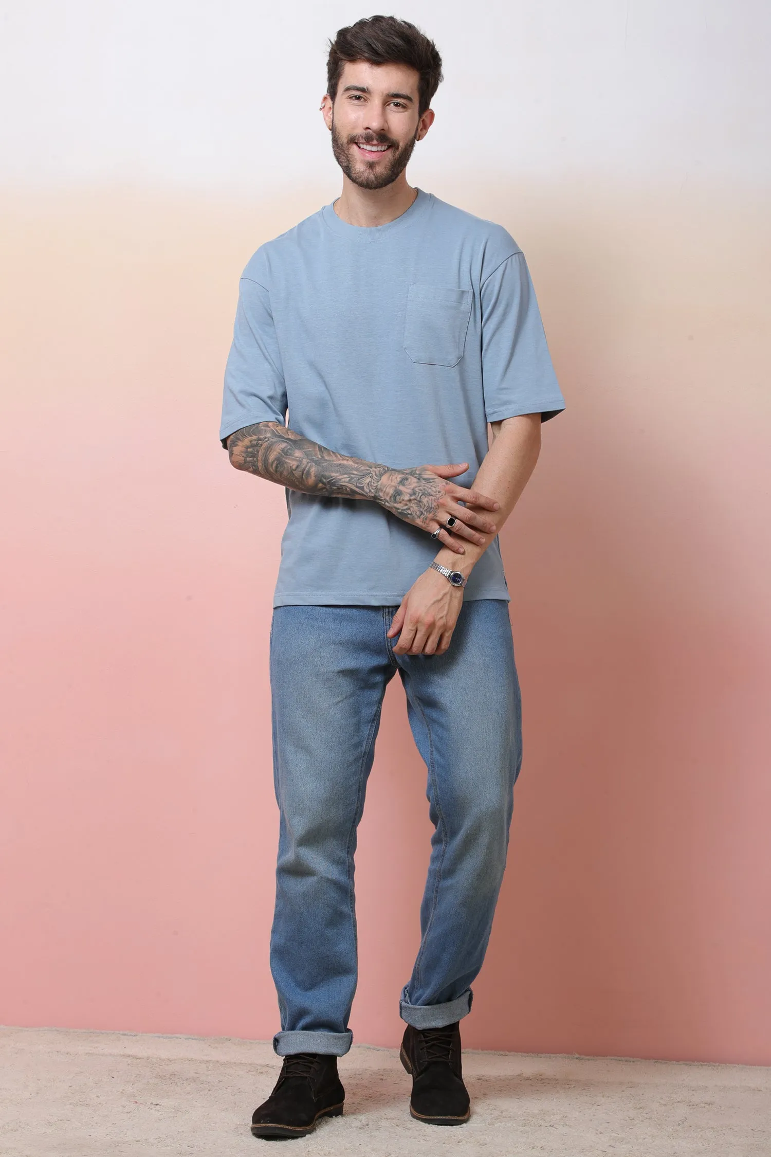 Halfsleeve Light Grey 200 GSM Pure Cotton Plian T-Shirt