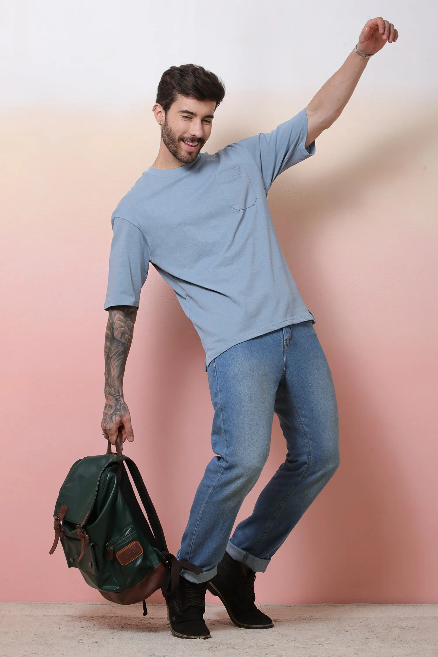Halfsleeve Light Grey 200 GSM Pure Cotton Plian T-Shirt