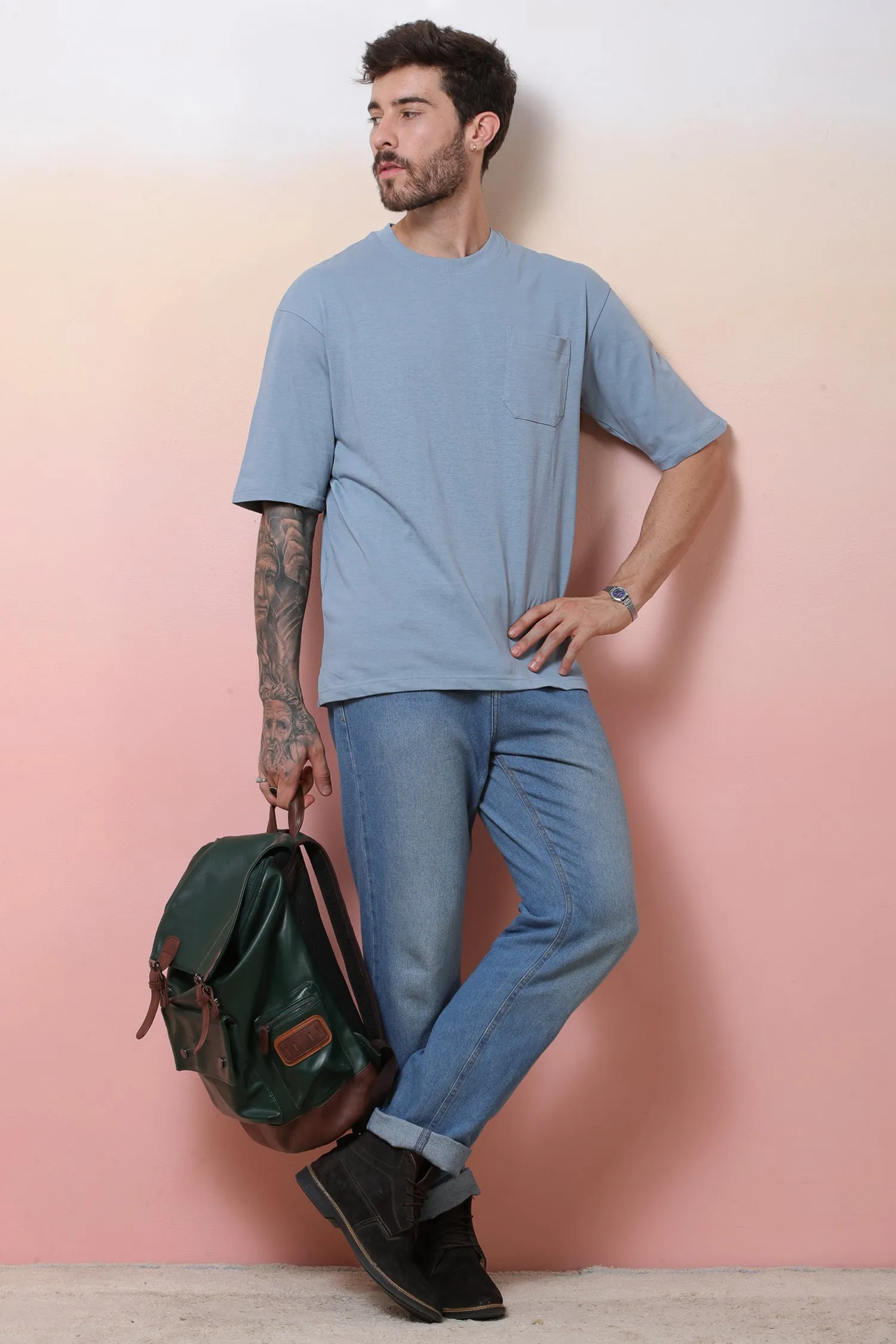 Halfsleeve Light Grey 200 GSM Pure Cotton Plian T-Shirt