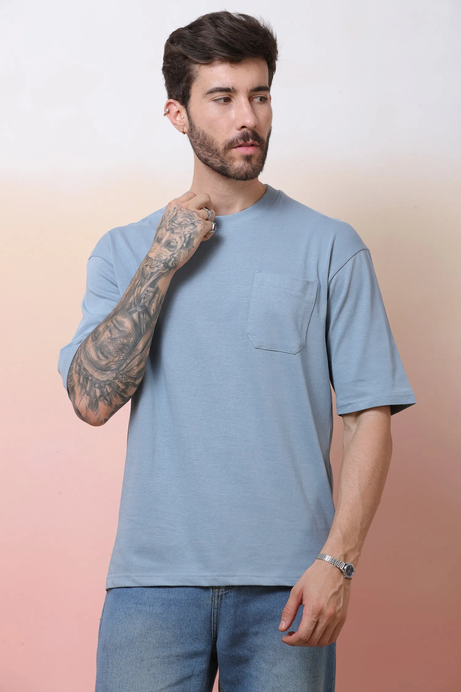 Halfsleeve Light Grey 200 GSM Pure Cotton Plian T-Shirt