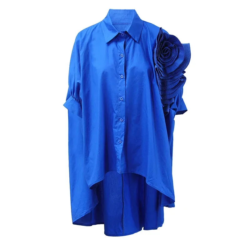 HEYFANCYSTYLE Oversized Elegant 3D Floral Blouse