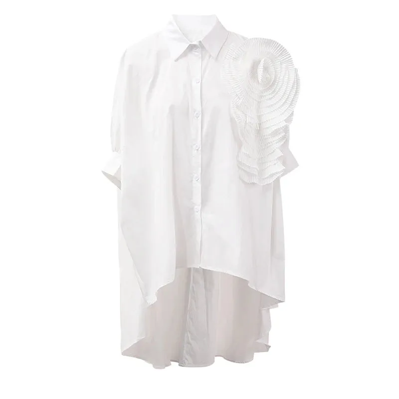 HEYFANCYSTYLE Oversized Elegant 3D Floral Blouse