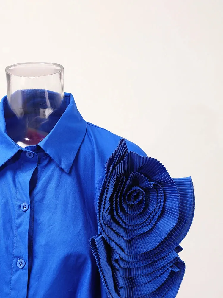 HEYFANCYSTYLE Oversized Elegant 3D Floral Blouse